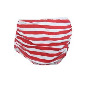 Vintage 70s red and white striped ruched bikini swimsuit bottoms 12